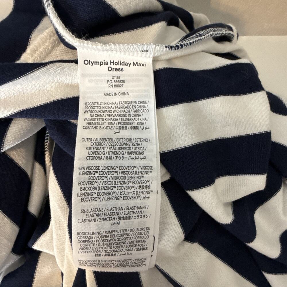 Boden Olympia Jersey Maxi Dress Size 10 L French Navy Ivory Stripe Pocket V-Neck - Picture 8 of 9